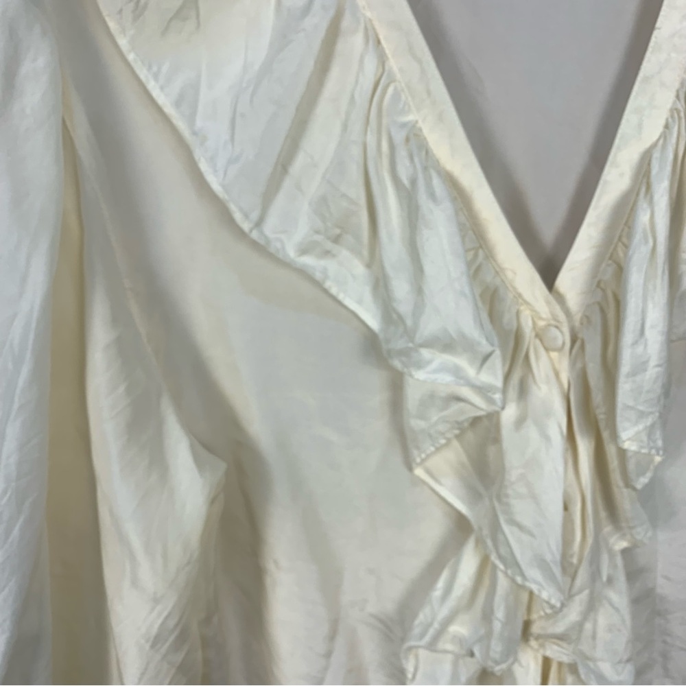 VTG Sophisticates Jonathan Martin 100% Silk Tunic Blouse Ruffle Collar Cuff - Picture 3 of 11